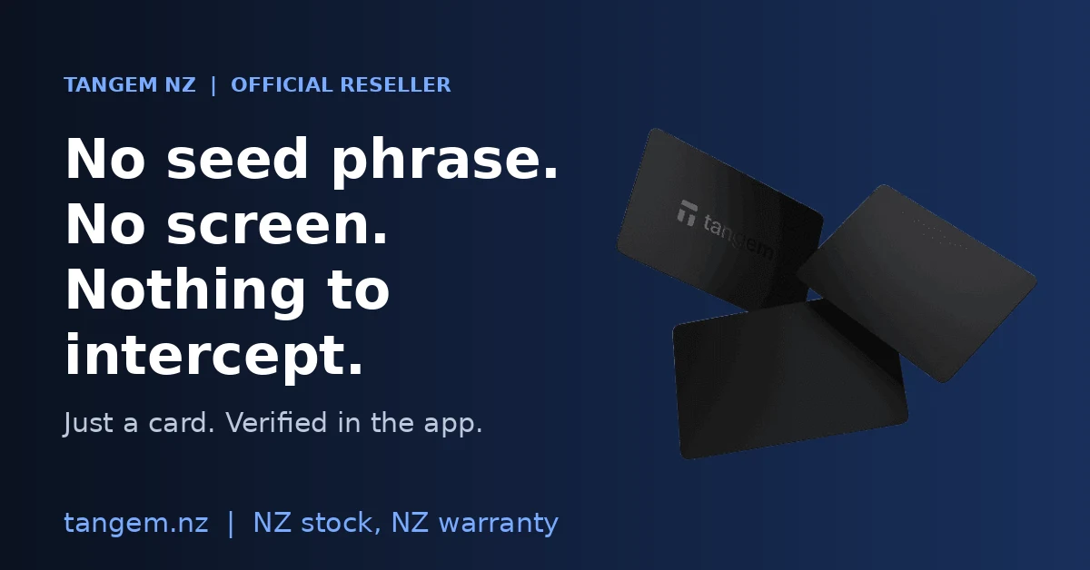 Tangem wallet cards: no seed phrase, no screen, nothing to intercept